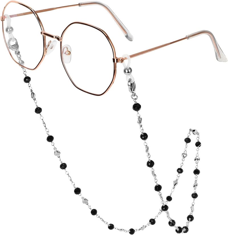 Hongeely Eyeglass Chain Silver Stainless Steel Handmade Necklace for Reading Glasses Sunglass Beaded Chains for Men Women - Image 1